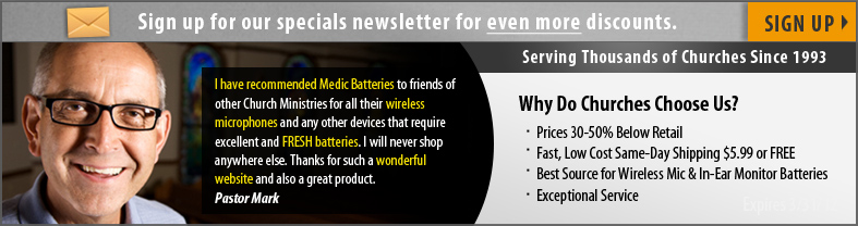 Get Coupons for Rechargeable Batteries for Wireless Mics