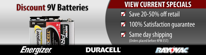 Alkaline 9 volt batteries