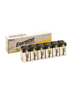 Energizer Industrial 9 Volt Alkaline Battery - 12 capped batteries, no inner packs